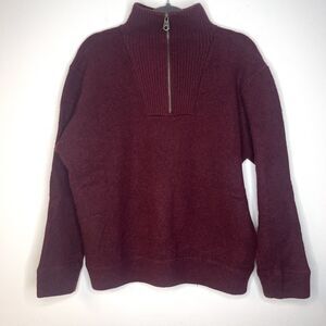 Gap Burgundy Y2K 1/4 Zip Pullover Lambswool Blend Sweater size xl